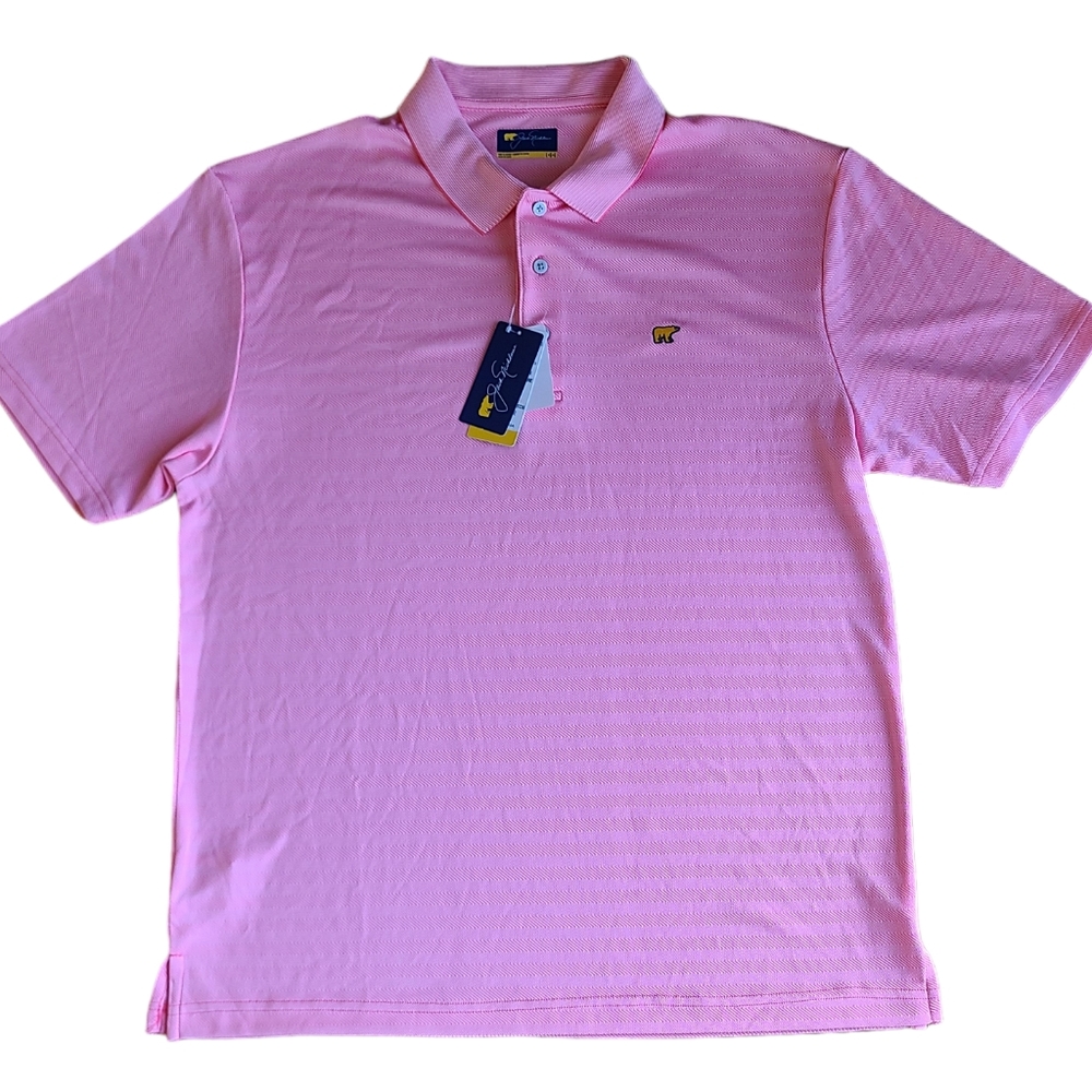 Jack Nicklaus Strawberry Pink lightweight Soft Golf Polo Shirt Size L